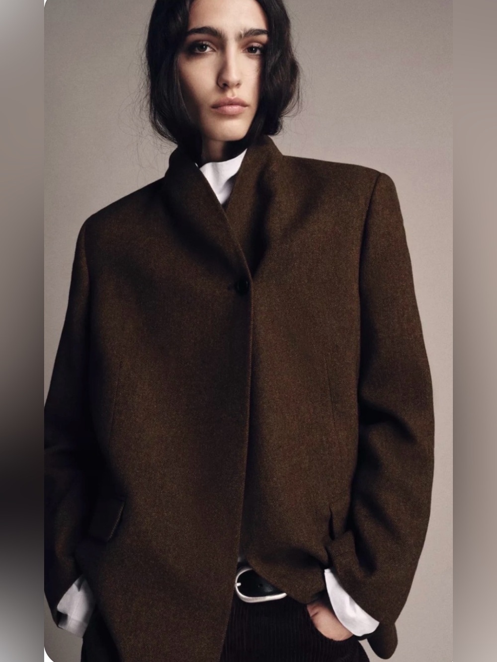 Zara Herringbone Wool Blend Collection Blazer